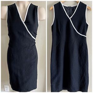 VINTAGE Lemmie for Nina Leonard black and white linen dress minimalist chic